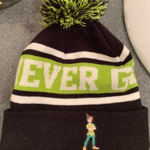 Peter Pan “Never Grow Up” Pom Beanie NWOT